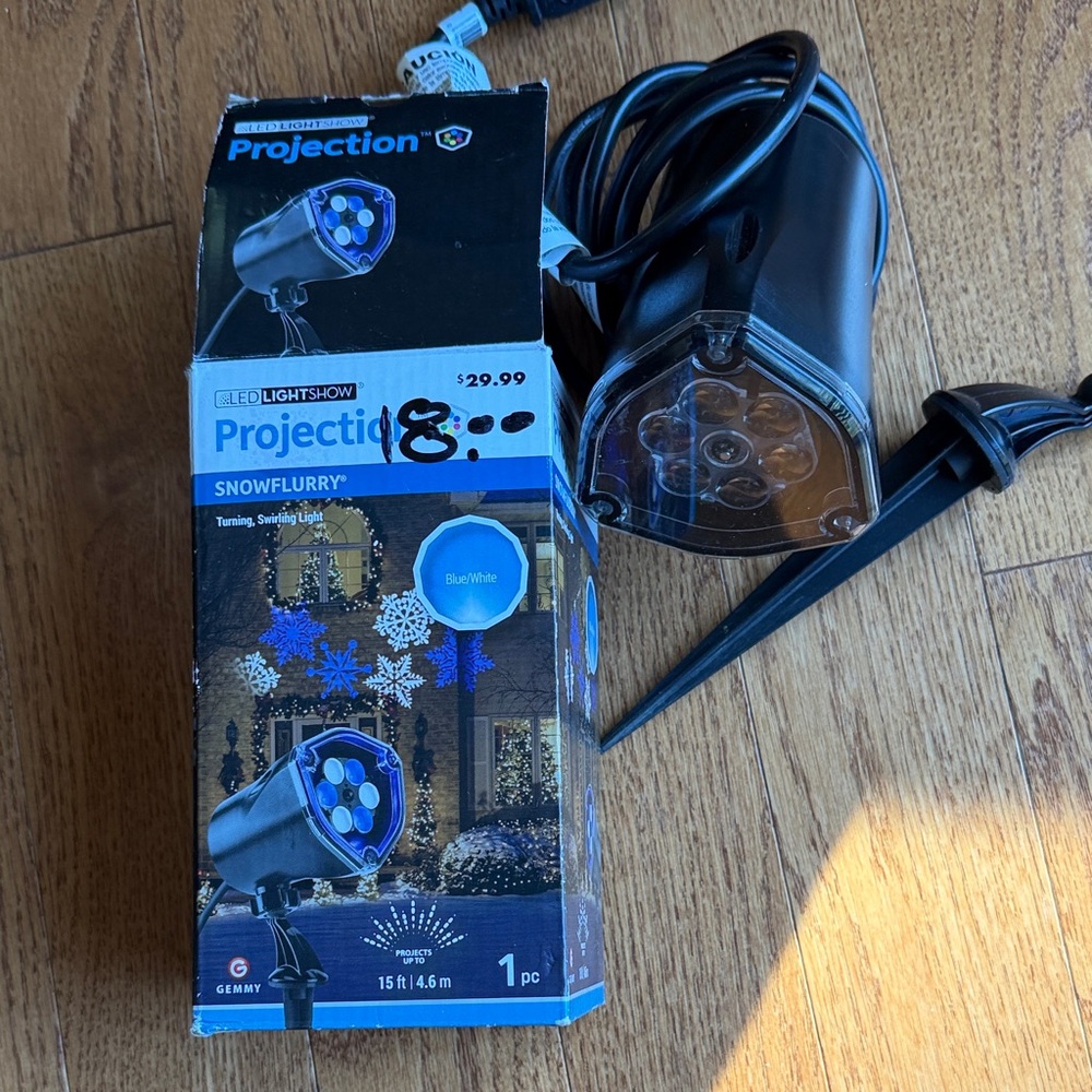 LED Lightshow Snowflurry - Black (Blue and White snowflakes on wall, garage etc)